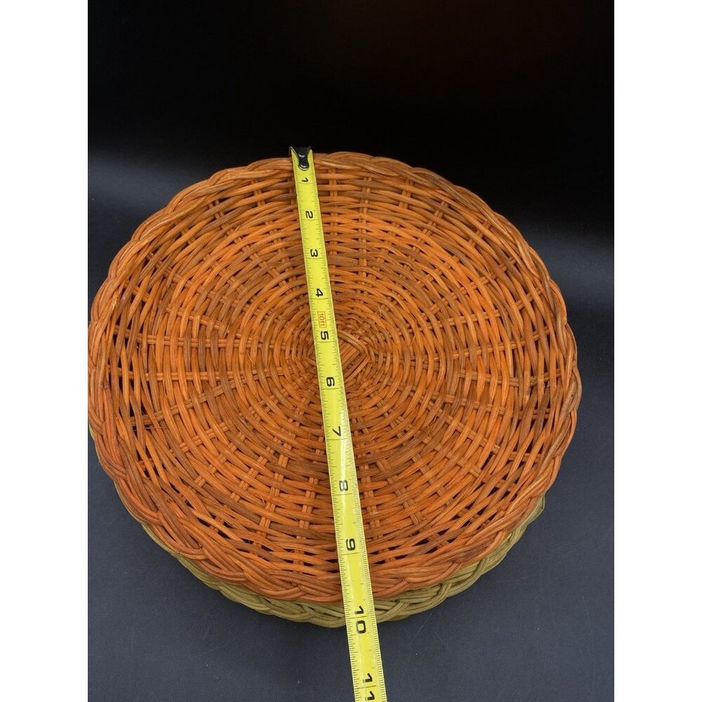 Woven Wicker Paper Plate Holders 9.5” Round Set of 6 Multicolored Hong Kong - Picture 3 of 7